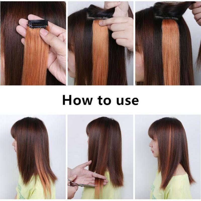 Tóc Giả Kẹp Nối Nhiều Màu Sắc Gradient Thời Trang Cho Nữ