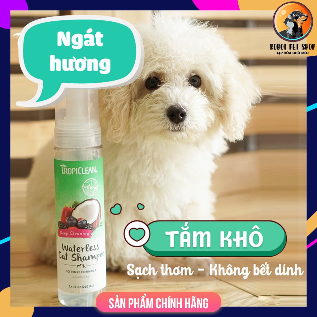 DẦU TẮM KHÔ ORGANIC CHO CHÓ MÈO - TROPICLEAN ORGANIC