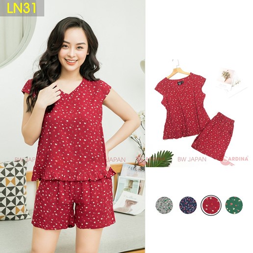 Đồ Bộ Nữ Kiểu Cọc Tay Đùi Dễ Thương Tiện Lợi Mặc Nhà Mặc Ngủ Hàng Cam Kết Chất Lượng Chính Hãng 𝐂𝐀𝐑𝐃𝐈𝐍𝐀 𝑺𝒂̀𝒊 𝑮𝒐̀𝒏 Mã LN3