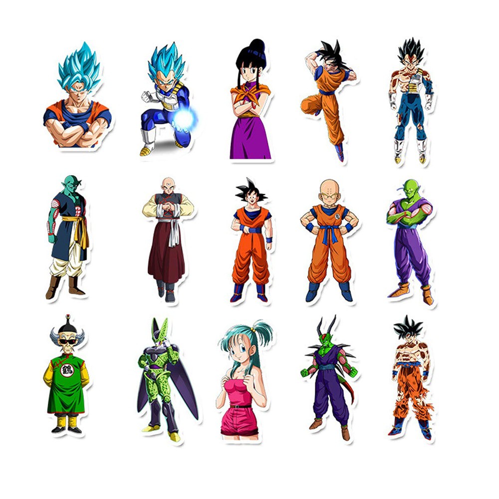 Bộ sticker Dragon Ball (miếng dán decal huy hiệu Bảy Viên Ngọc Rồng) chống nước dán xe nón bảo hiểm tủ vali Goku Vegeta