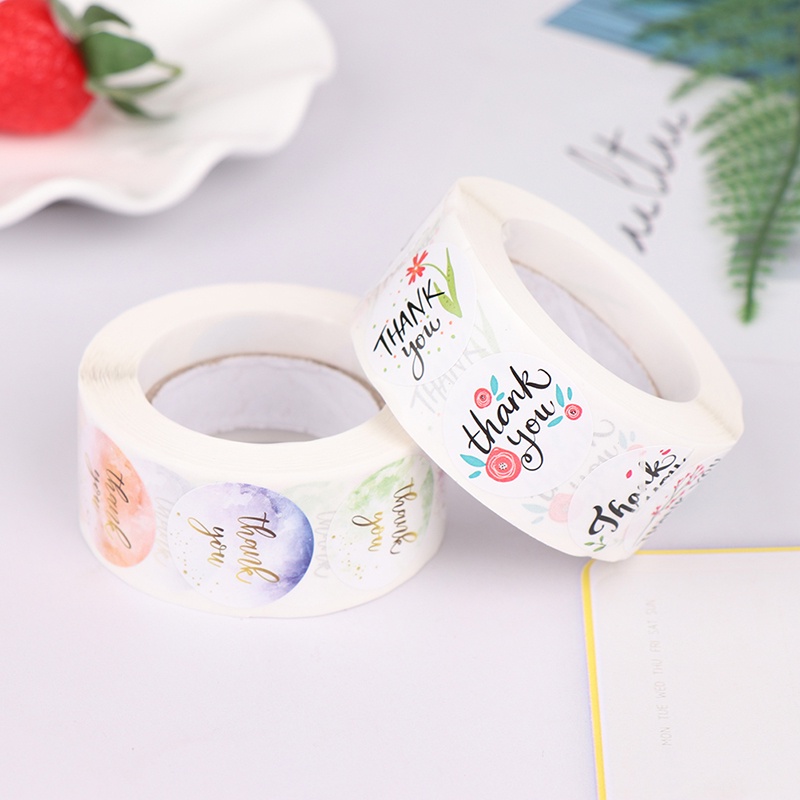 1 Cuộn 500 Miếng Dán Tròn In Chữ Thank You Dùng Làm Quà Tặng