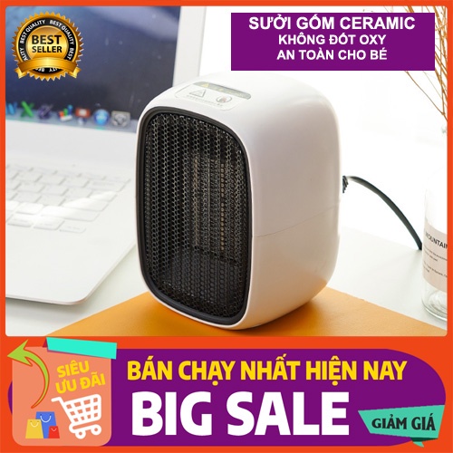 Quạt sưởi gốm ceramic, máy sưởi mini cao cấp không khô da, không đốt oxi an toàn