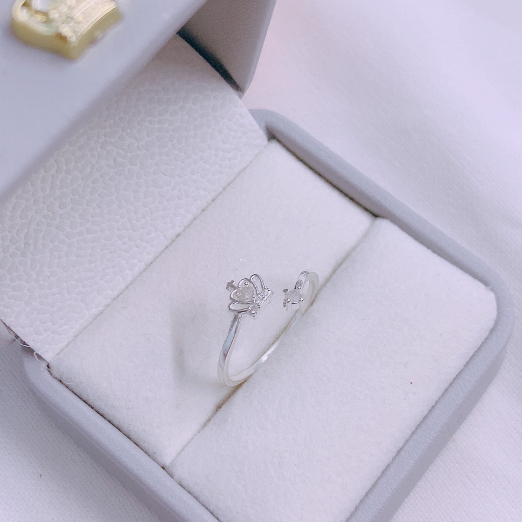 Nhẫn bạc thật, nhẫn nữ vương miện đính đá nhỏ xinh xắn - Kho sỉ bạc Nhất Linh