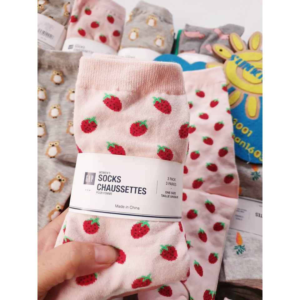 Set 3 đôi tất họa tiết cao cổ Nữ
