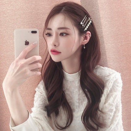 Set kẹp tóc đính ngọc trai nhân tạo, cặp tóc mái phong cách Hàn Quốc - tiemcuaxu
