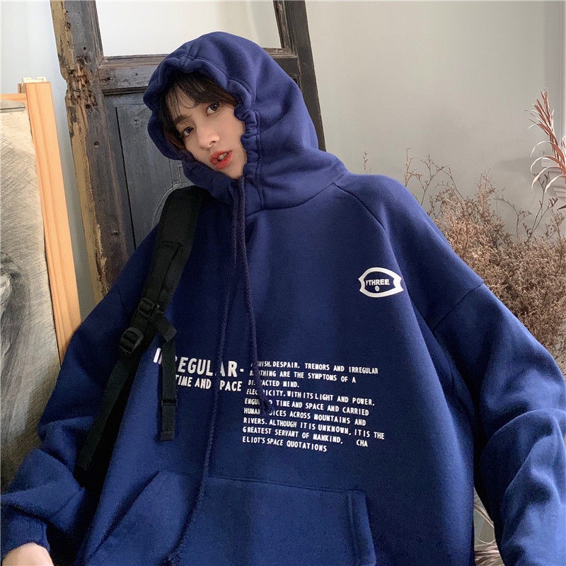 Áo Khoác Hoodie Len Lông Cừu Dày Dáng Rộng In Chữ Thời Trang Mùa Đông 2022 Mới