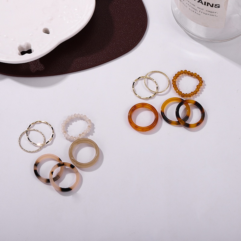 Set 6 Nhẫn Màu Hổ Phách Đơn Giản Thời Trang Cao Cấp Thích Hợp Làm Quà Tặng Cho Bạn Bè