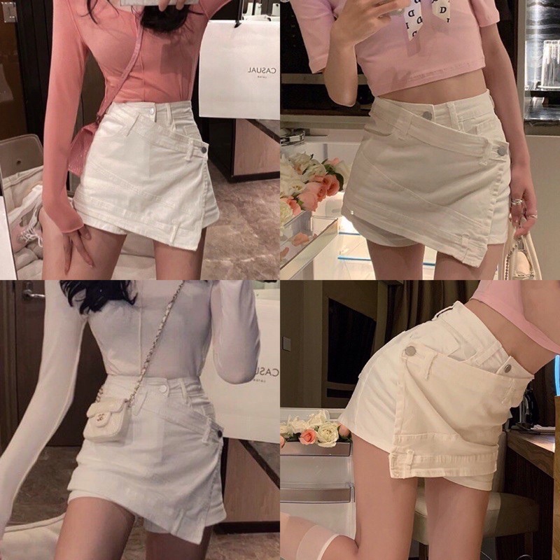 QUẦN SHORT KAKI VẠT ĐẮP CHÉO , Chân váy kaki đắp chéo sang chảnh UN-LP-QN - Thiên yết