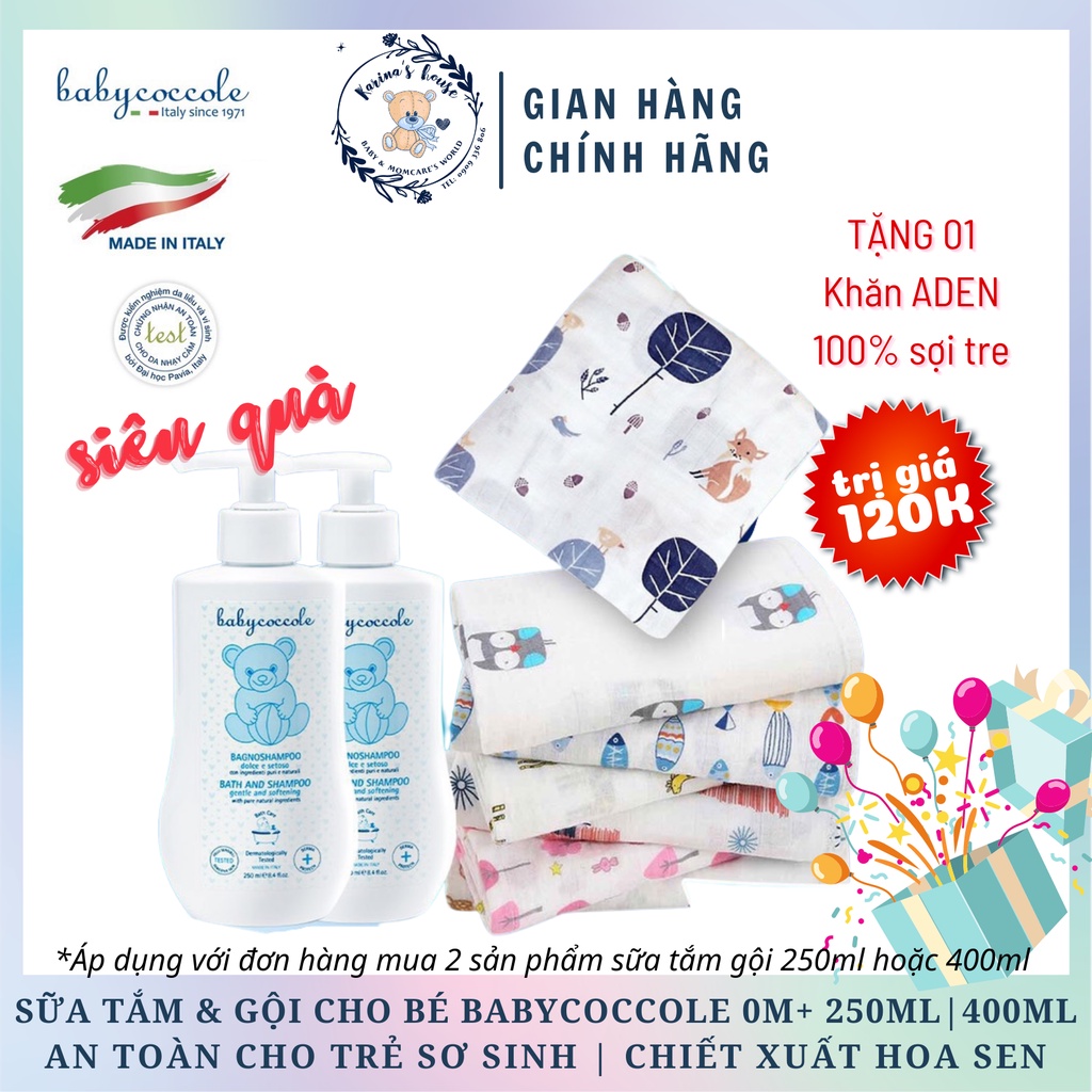 [Sẵn] Sữa tắm gội cho bé Babycoccole 0M+ an toàn cho trẻ sơ sinh &amp; em bé chiết xuất hoa sen 250ml/400ml