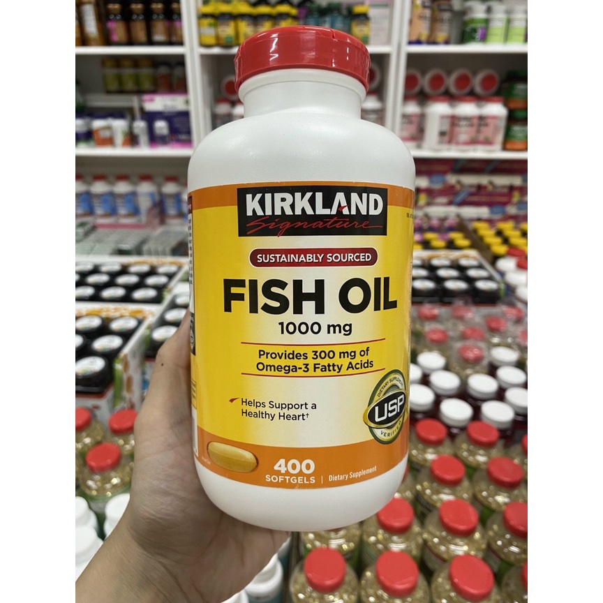DATE 2026 Viên Uống Dầu Cá Kirkland Fish Oil 1000mg 400 Viên - Mỹ