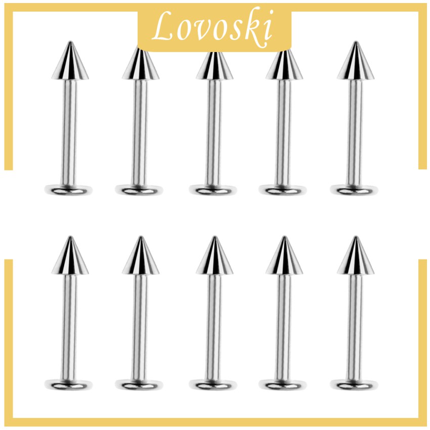 Bộ 10 khuyên môi bằng thép không gỉ an toàn 16g