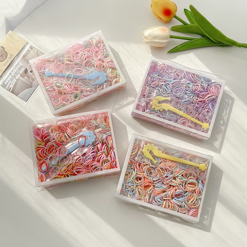 Set 1000 Dây Buộc Tóc Cao Su Sử Dụng Một Lần Không Đau Thiết Kế Đơn Giản Dễ Thương Cho Nữ