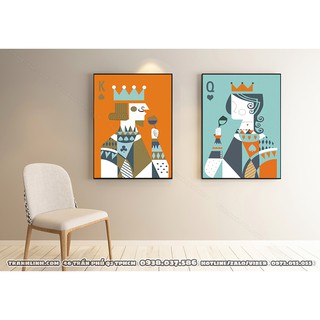 Bộ Tranh Treo Tường Canvas Trang Trí Decor Vua và Hoàng Hậu