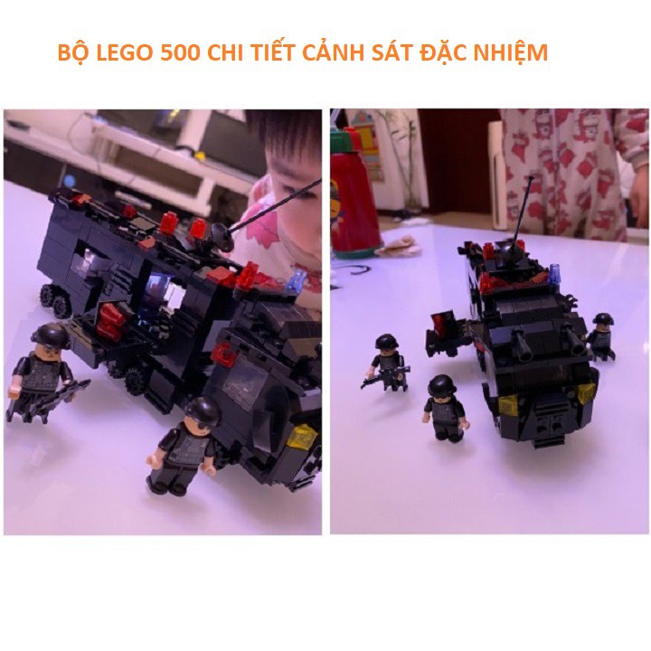 [820 CHI TIẾT] ĐỒ CHƠI XẾP HÌNH LEGO BIỆT ĐỘI SWAT, LEGO XE OTO QUÂN ĐỘI, LEGO ROBOT, LEGO TRỰC THĂNG QT27