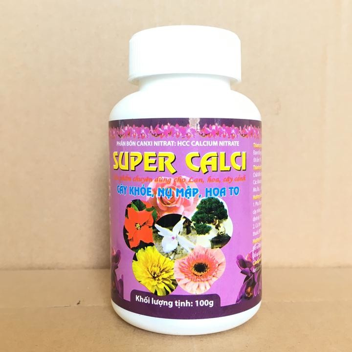 Siêu Canxi Nitrat 100gr giúp cây khỏe, nụ mập, hoa to chuyên cho Lan, hồng, hoa kiểng (Super calci)