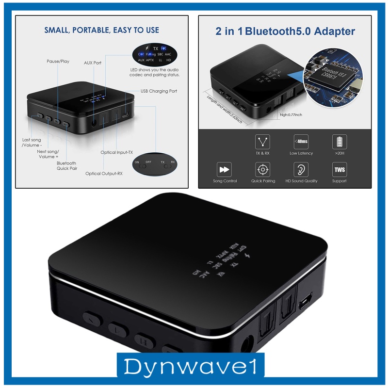 Bộ Chuyển Đổi Thu Phát Âm Thanh Bluetooth 5.0 2 Trong 1 Cho Xe Hơi / Tv