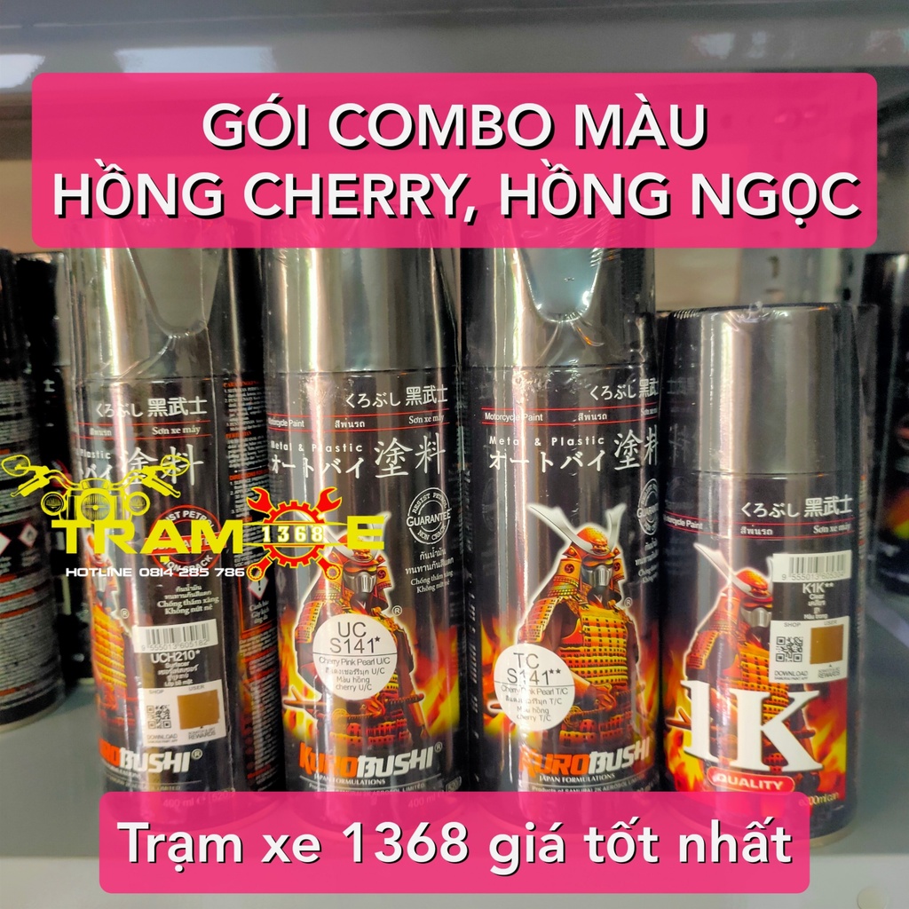 SƠN SAMURAI GÓI COMBO SƠN MÀU HỒNG CHERRY - HỒNG NGỌC S141 GỒM 4 CHAI ĐỘ BỀN CAO, hàng xịn giá tốt, hàng xịn giá tốt