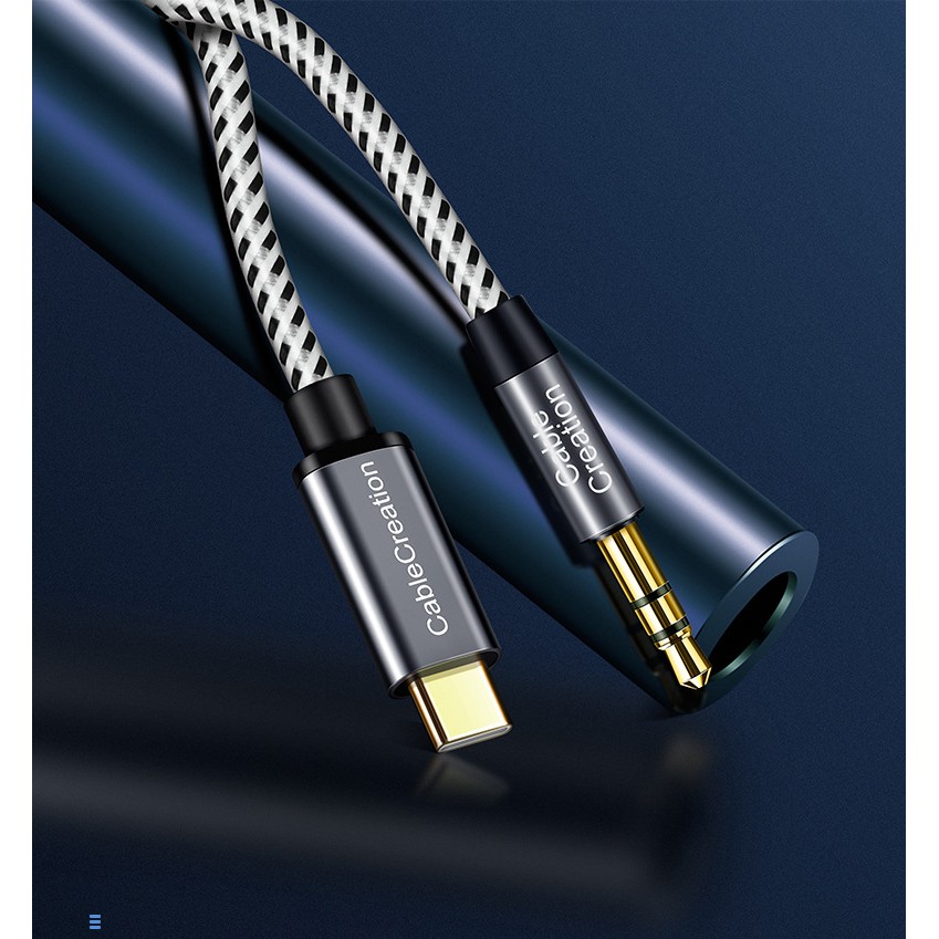 Cáp chuyển đổi USB Type c sang Audio 3.5mm chính hãng dây dù cao cấp