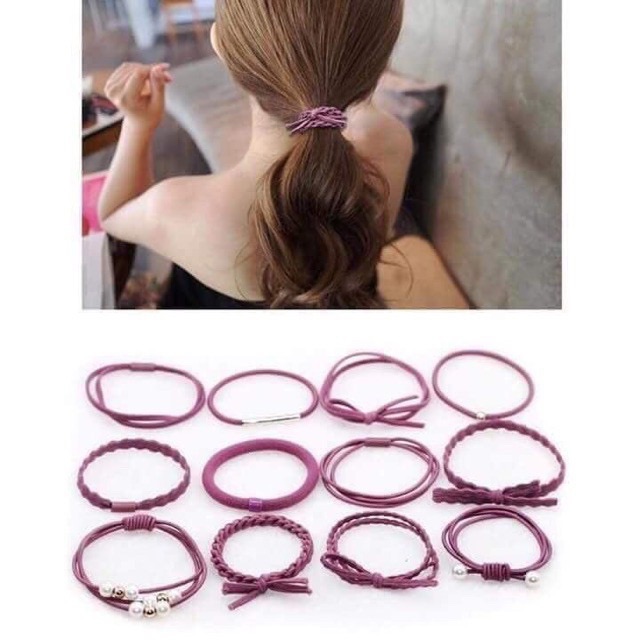 HỘP DÂY BUỘC TÓC 12 CHI TIẾT SIÊU XINH