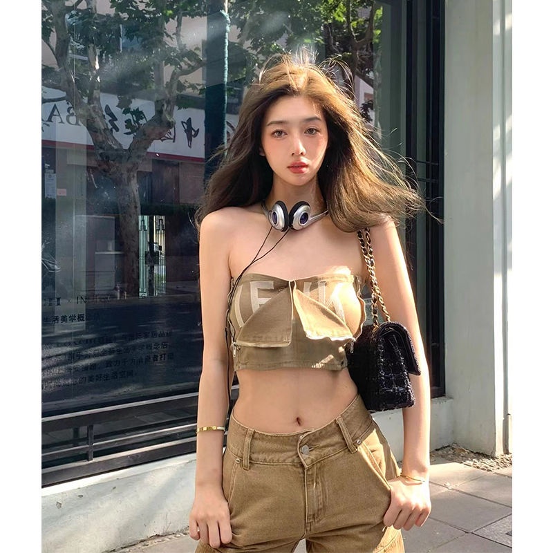 Áo Ống Ngắn Lưng Cao Phong Cách Hong Kong Cổ Điển Thời Trang Cho Nữ