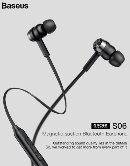 Tai nghe thể thao Bluetooth Baseus Encok S06 Magnetic Sport (Bluetooth 4.1, kết nối cùng lúc 2 thiết bị)