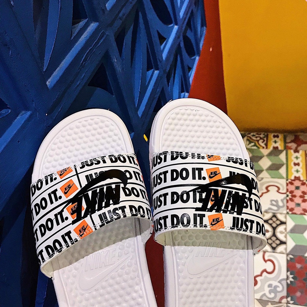 Dép Nike Just Do It Chính Hãng 💙FREESHIP💙 Nike Benasi JDI Print White - Dép Quai Ngang Nam Chuẩn Auth - Simple Sneaker