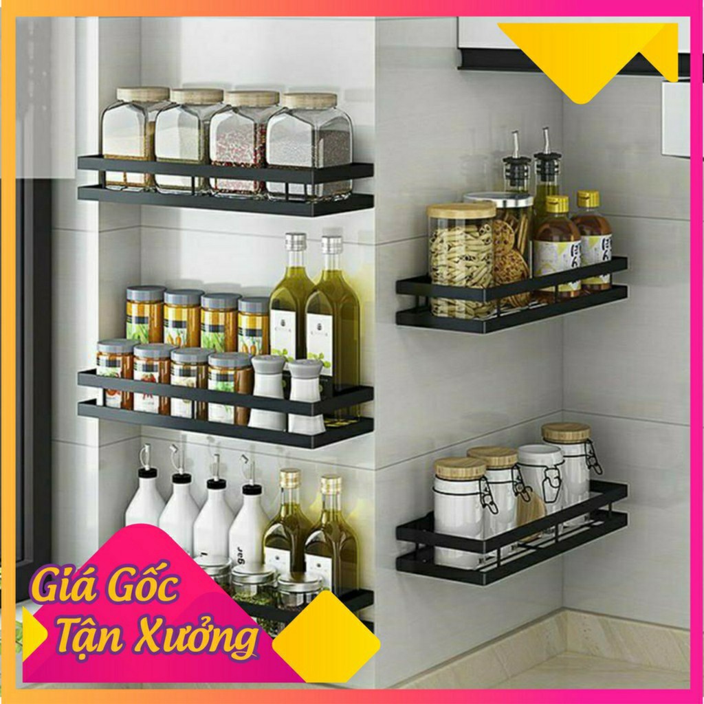 Kệ gia vị treo tường nhà bếp, phòng tắm, đa năng bằng thép không gỉ có miếng dán chịu lực không cần khoan tường. | BigBuy360 - bigbuy360.vn