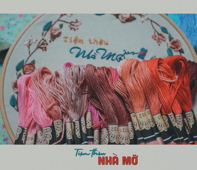 50-100 màu chỉ thêu cotton: Airo, Cherish, chỉ kén,...