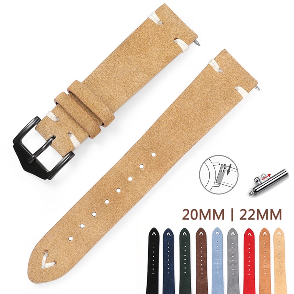 Dây Đeo Đồng Hồ Bằng Da Lộn Chất Lượng Cao 20mm 22mm
