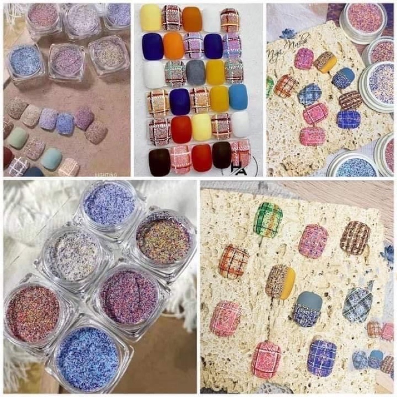Set cát rắc trang trí móng 1 hộp 6 màu
