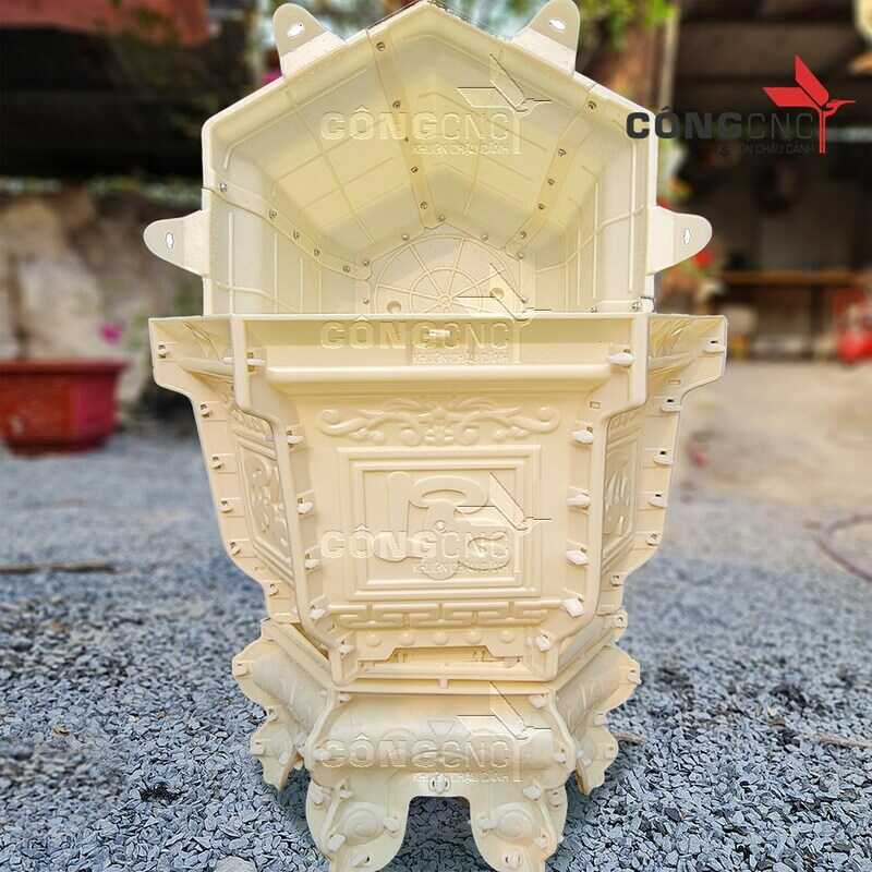 Khuôn Chậu Cảnh ABS Lục Giác 60 Hoa Sen, Phúc Lộc Thọ, Cá chép - Tài Lộc + Khuôn Chân Đôn Kỷ 60 - LG60