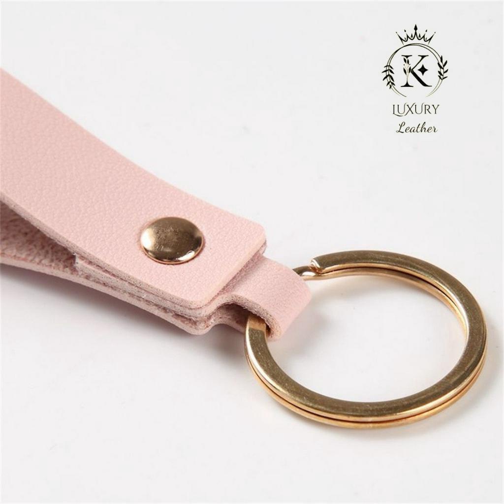 K LUXURY LEATHER- Móc khóa da bò thật nguyên tấm, màu sắc đa dạng, thép chống gỉ