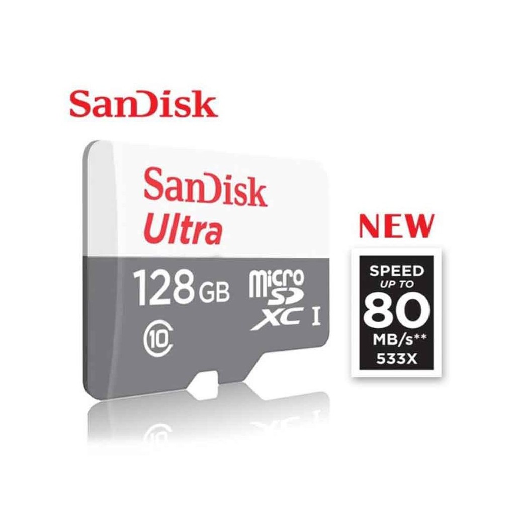 Thẻ nhớ microSDHC SanDisk Ultra 128GB upto 80MB/S 533x tặng đầu đọc thẻ (ngẫu nhiên)