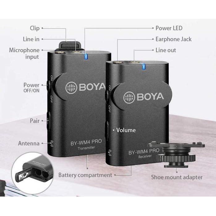 Micro không dây cho điện thoại, máy ảnh Boya BY-WM4 Pro, WM4 Pro K2 chính hãng