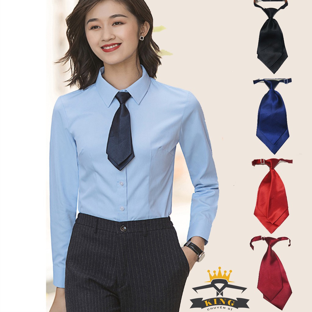 Cà vạt nữ KING công sở và học sinh vải phi bóng nhọn 2 lá style hàn quốc cao cấp giá rẻ C25