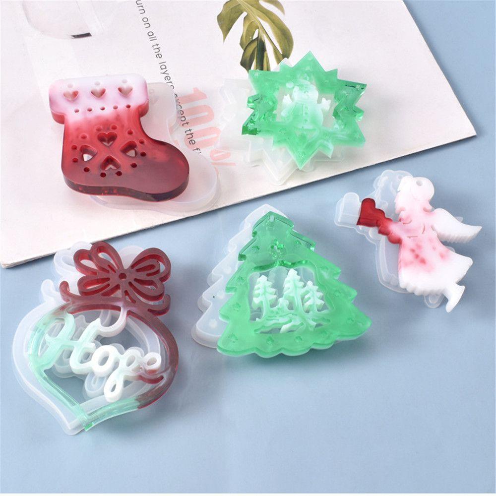 PINEVN Khuôn Silicone Làm Túi Đựng Trang Sức Hình Cây Thông Giáng Sinh