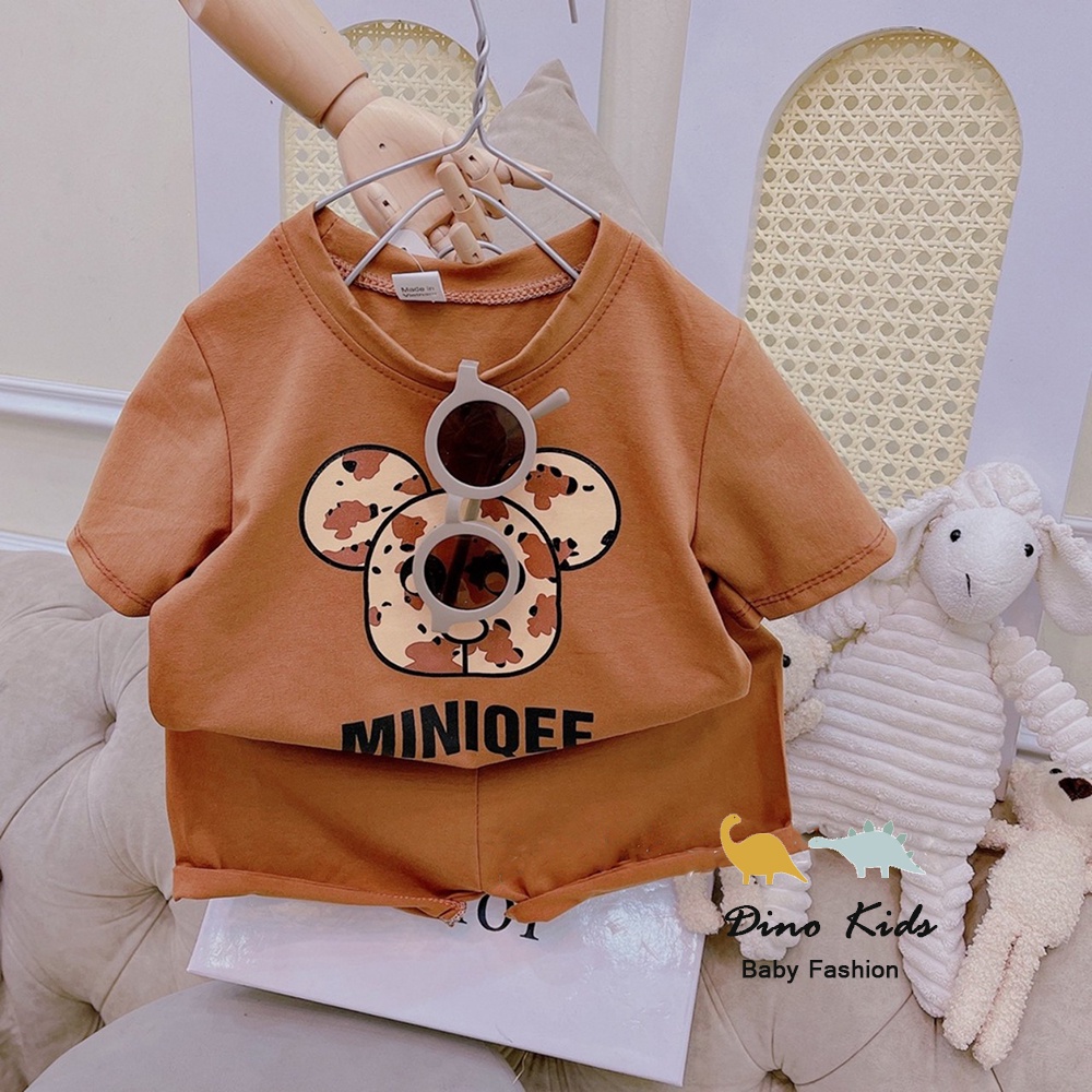 Bộ hè cho bé, bộ cotton cộc tay chuột Miniqee ngộ nghĩnh cho bé trai bé gái