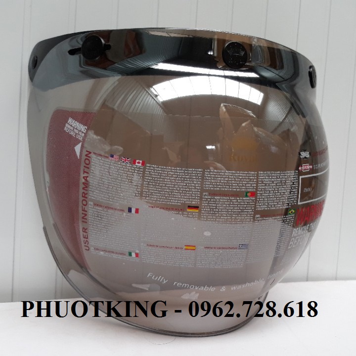 Kính Bubble Bulldog - Royal gắn mũ bảo hiểm 3/4 có khuy bấm chính hãng