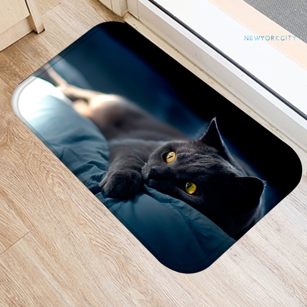 Thảm lót cửa chùi chân Mềm Mại Chống Trượt Họa Tiết Mèo Dễ Thương