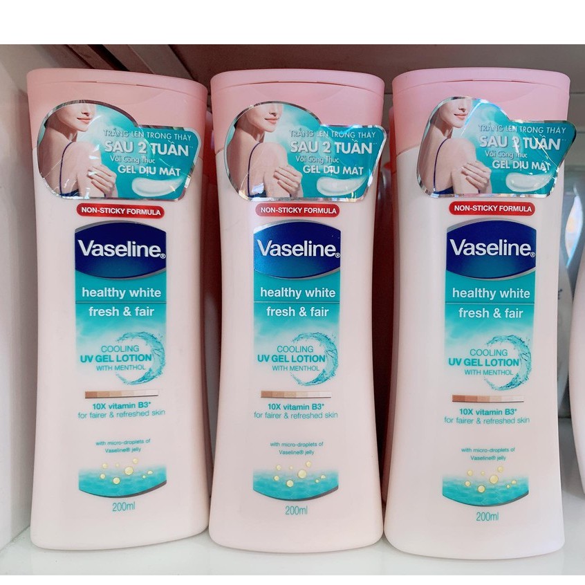 Sữa Dưỡng Thể Vaseline Dịu Mát Sáng Da Healthy White Fresh &amp; Fair Cooling UV Gel Lotion 200ml