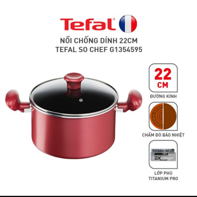 Combo Tefal So Chef nồi cán dài/quánh 18cm &amp; Nồi 22cm