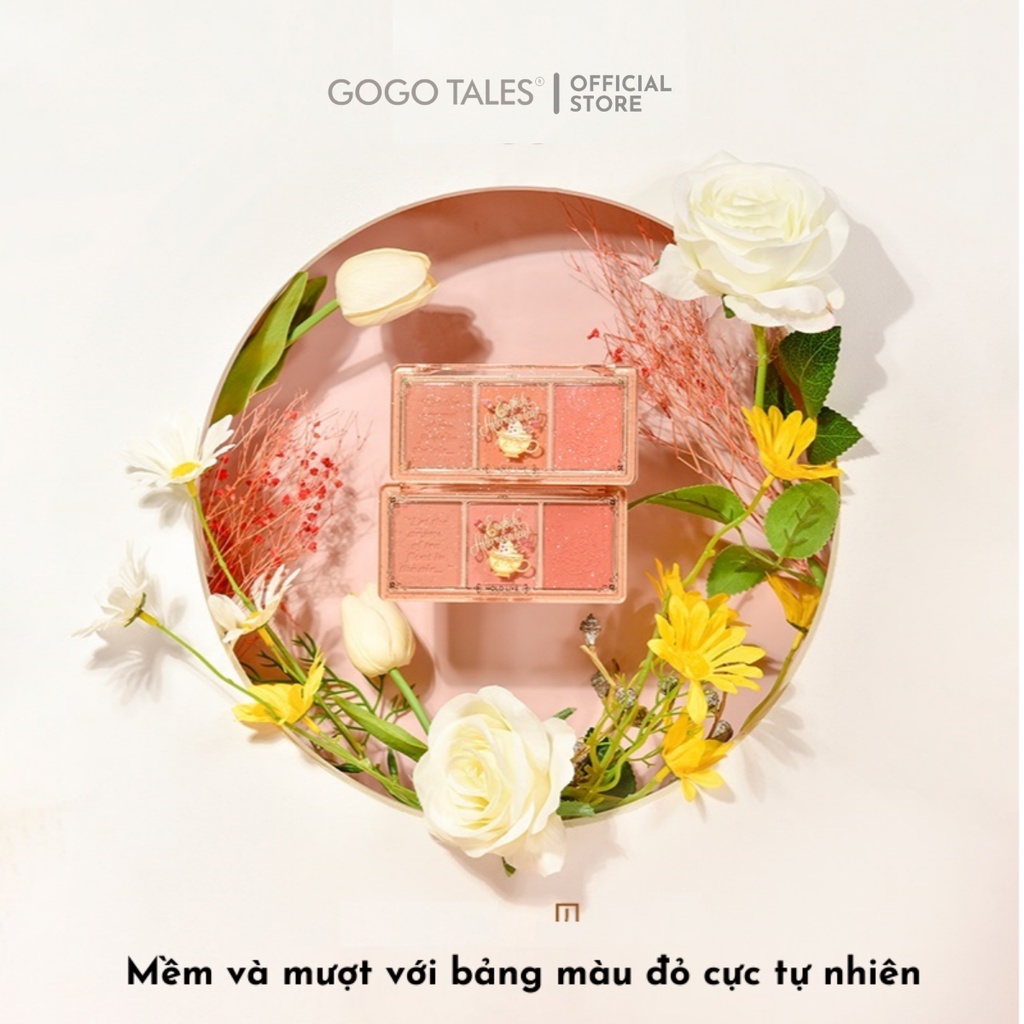 Phấn má hồng Hold Live 3 màu kiềm dầu chống thấm nước lâu trôi Secret Garden Blush HL461