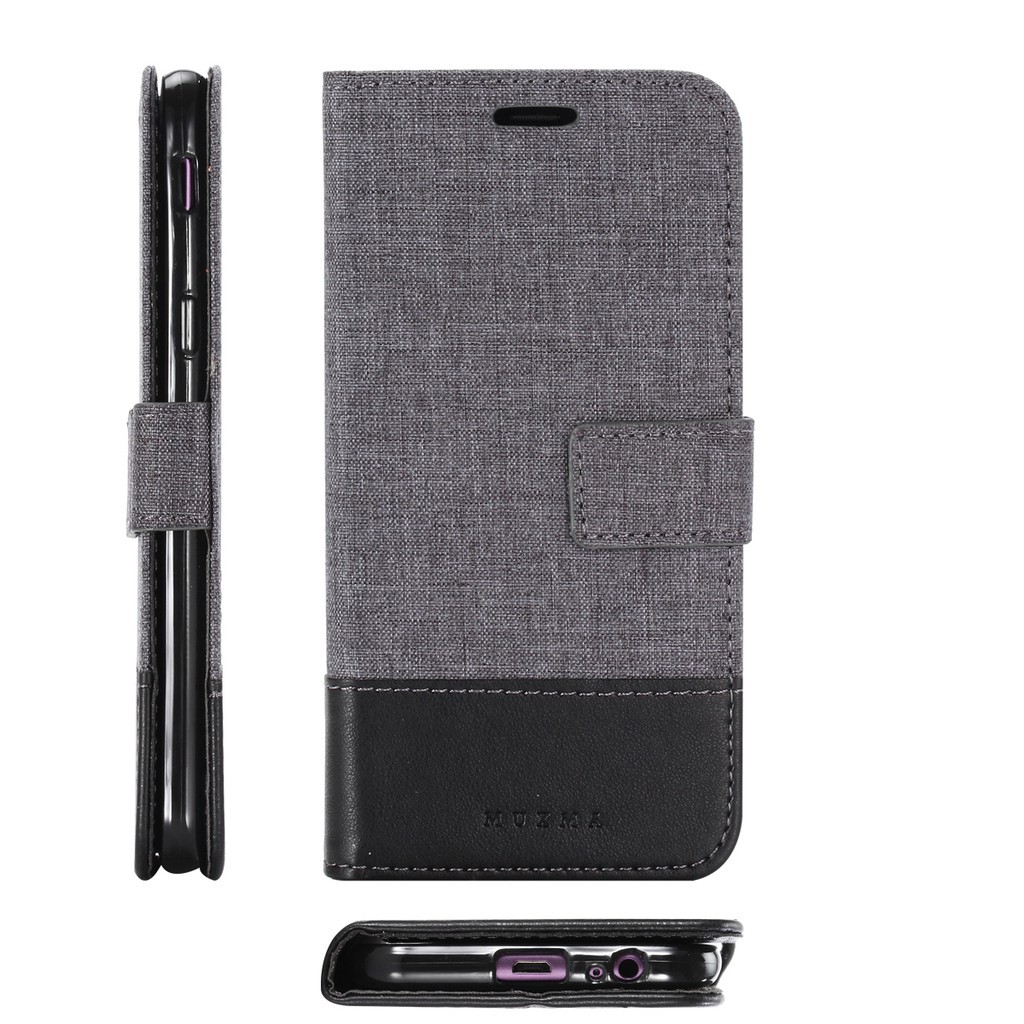 Bao da điện thoại canvas kiêm ví tiền thời trang cho Samsung Galaxy J6 J8 2018