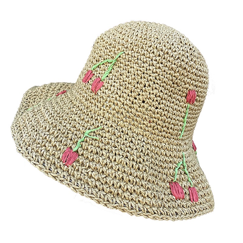 Nón Tai Bèo Đan Móc Vành Rộng In Họa Tiết Cherry Thời Trang Mùa Hè Xinh Xắn Cho Nữ