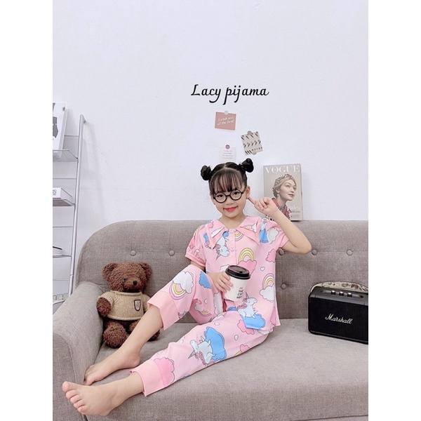 SIZE ĐẠI 14-33KG: Bộ lụa cộc tay quần dài cực đẹp cho bé gái - BLCTQD
