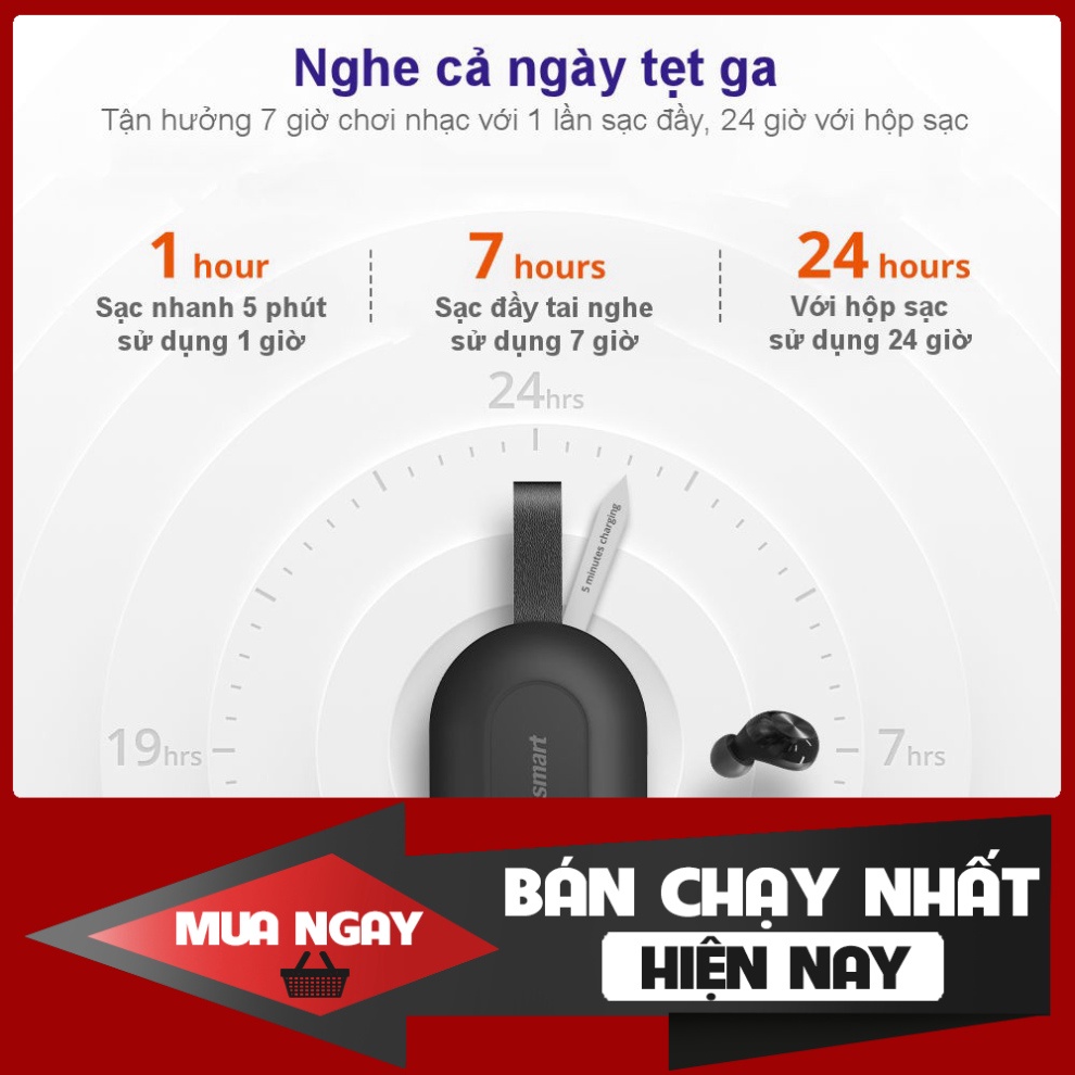 HOT HOT ✪ CHÍNH HÃNG ✪ Tronsmart Spunky Beat | Tai nghe Bluetooth không dây 5.0 chống nước IPX5 tích hợp công nghệ hủy t