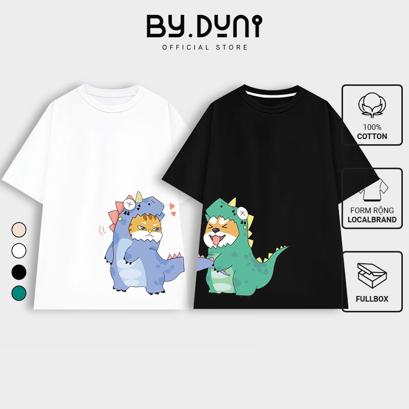Áo thun cặp đôi nam nữ form rộng Local Brand tay lỡ unisex, áo cặp bạn thân vải cotton By.Duni mẫu CHÓ MÈO KL FULL BOX
