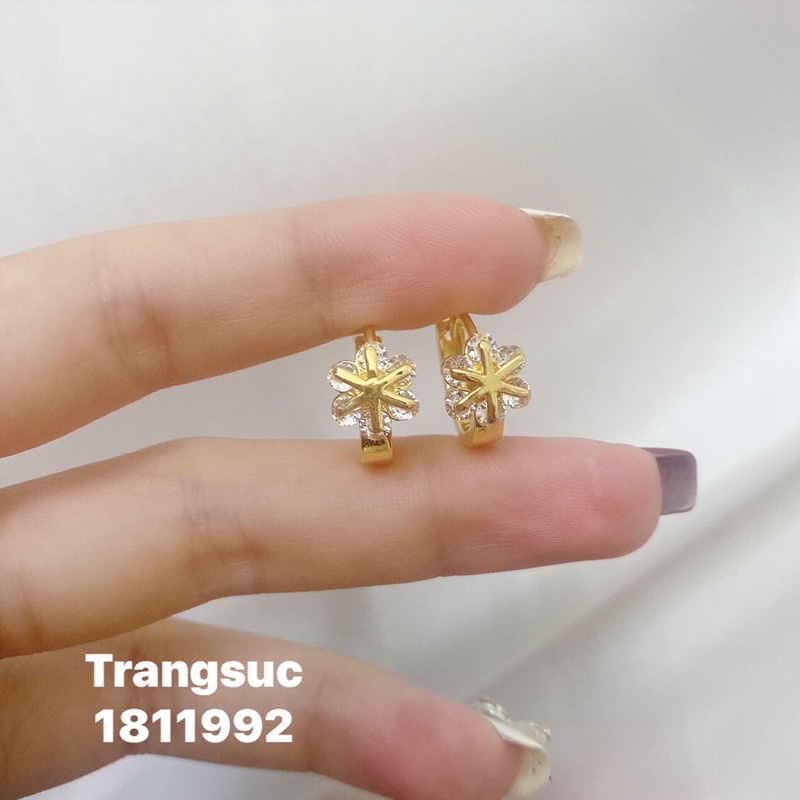 bông tai nữ mạ vàng hình bông tuyết xinh xắn màu 24 sáng bóng