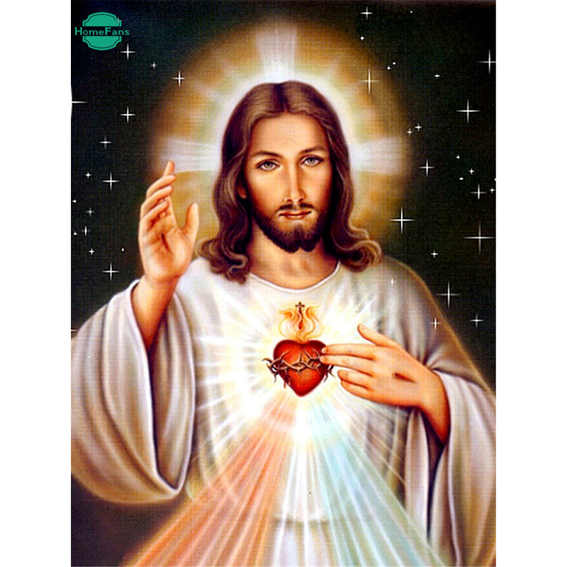 Bộ Tranh Đính Đá Tự Làm Hình Chúa Jesus 30x40cm Trang Trí Nhà Cửa