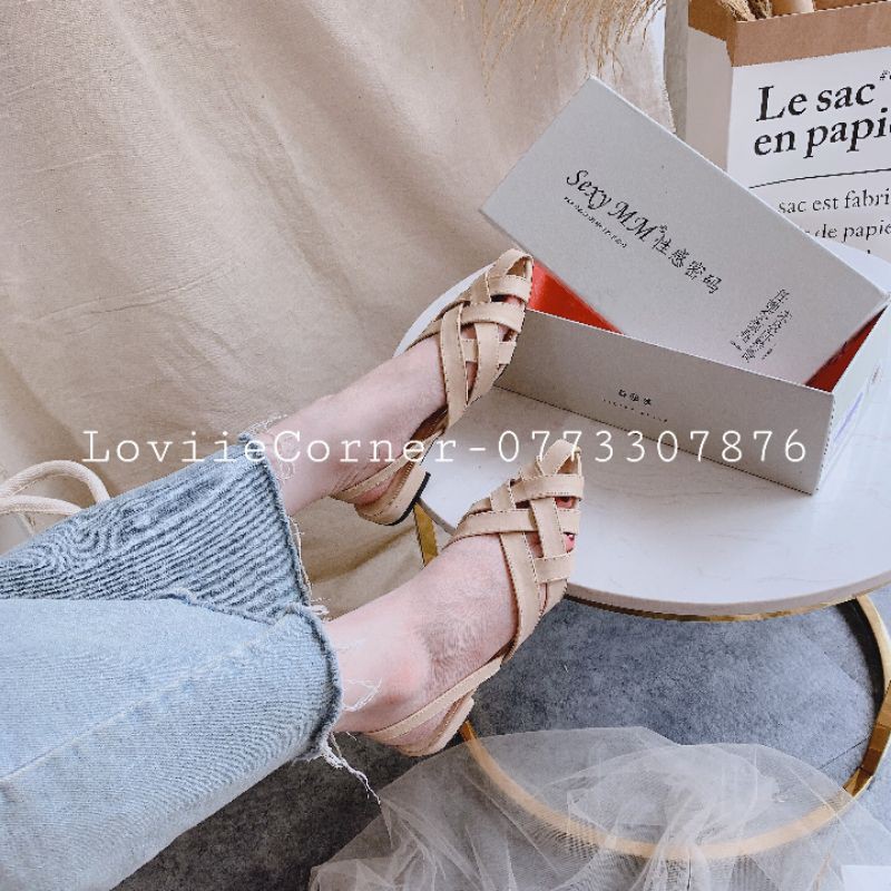 GIÀY SANDAL NỮ LOVIIECORNER - SANDAL NỮ ĐẾ BỆT CHIẾN BINH - GIÀY SANDAL MŨI NHỌN ĐAN RỌ - SỤC NỮ MŨI NHỌN - S200719